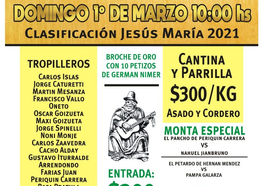 El domingo 1° de marzo será la Gran Jineteada de la Fiesta Nacional Semana de Santos Vega