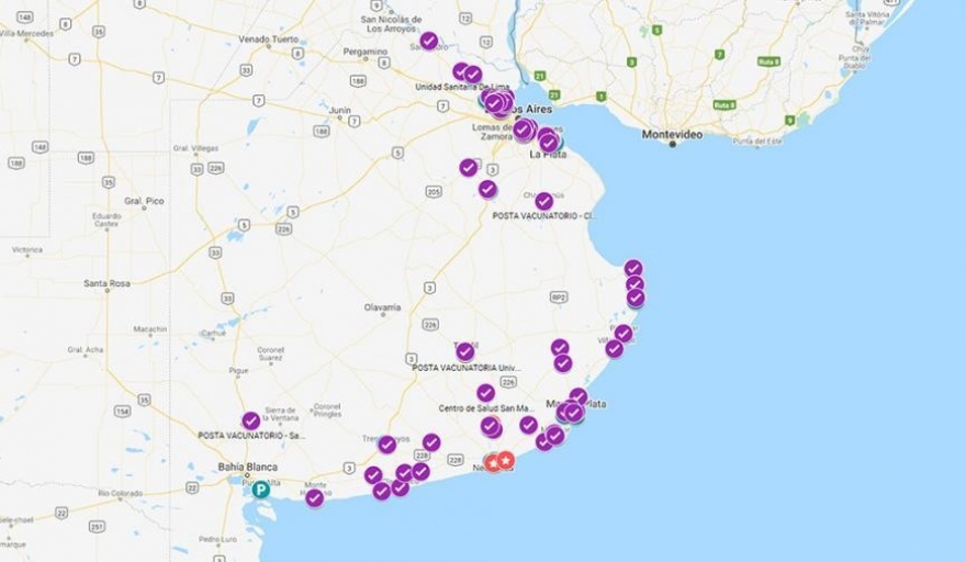 CORONAVIRUS Provincia de Buenos Aires creó un mapa con puestos de vacunación y testeos en destinos turísticos